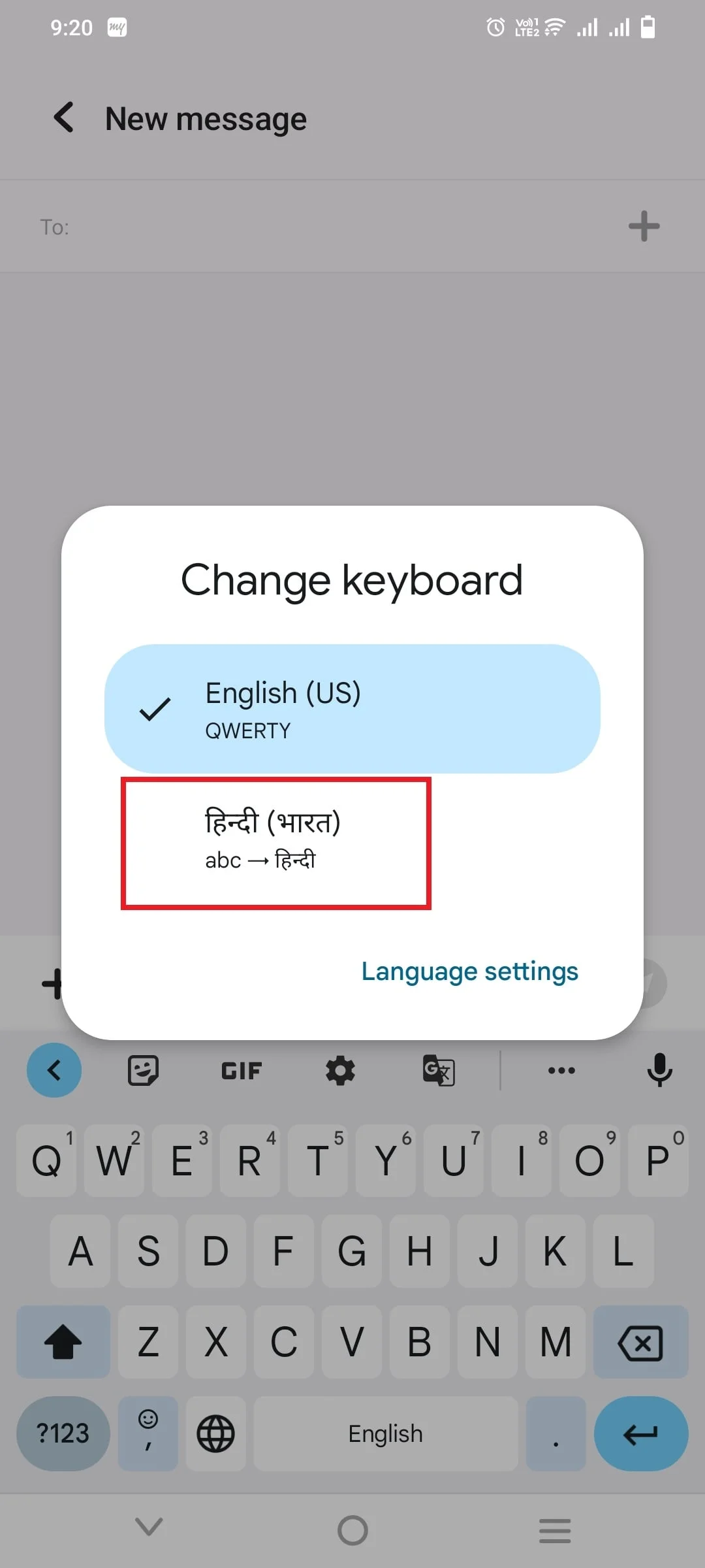 Change language in Gboard mobile
