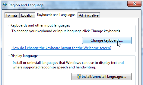 Language bar in Windows